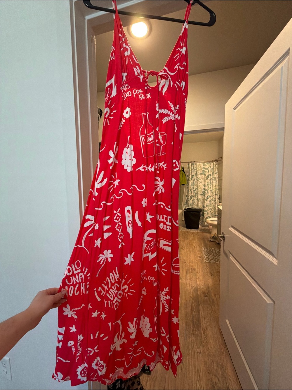 Red & White Printed Summer Maxi Dress